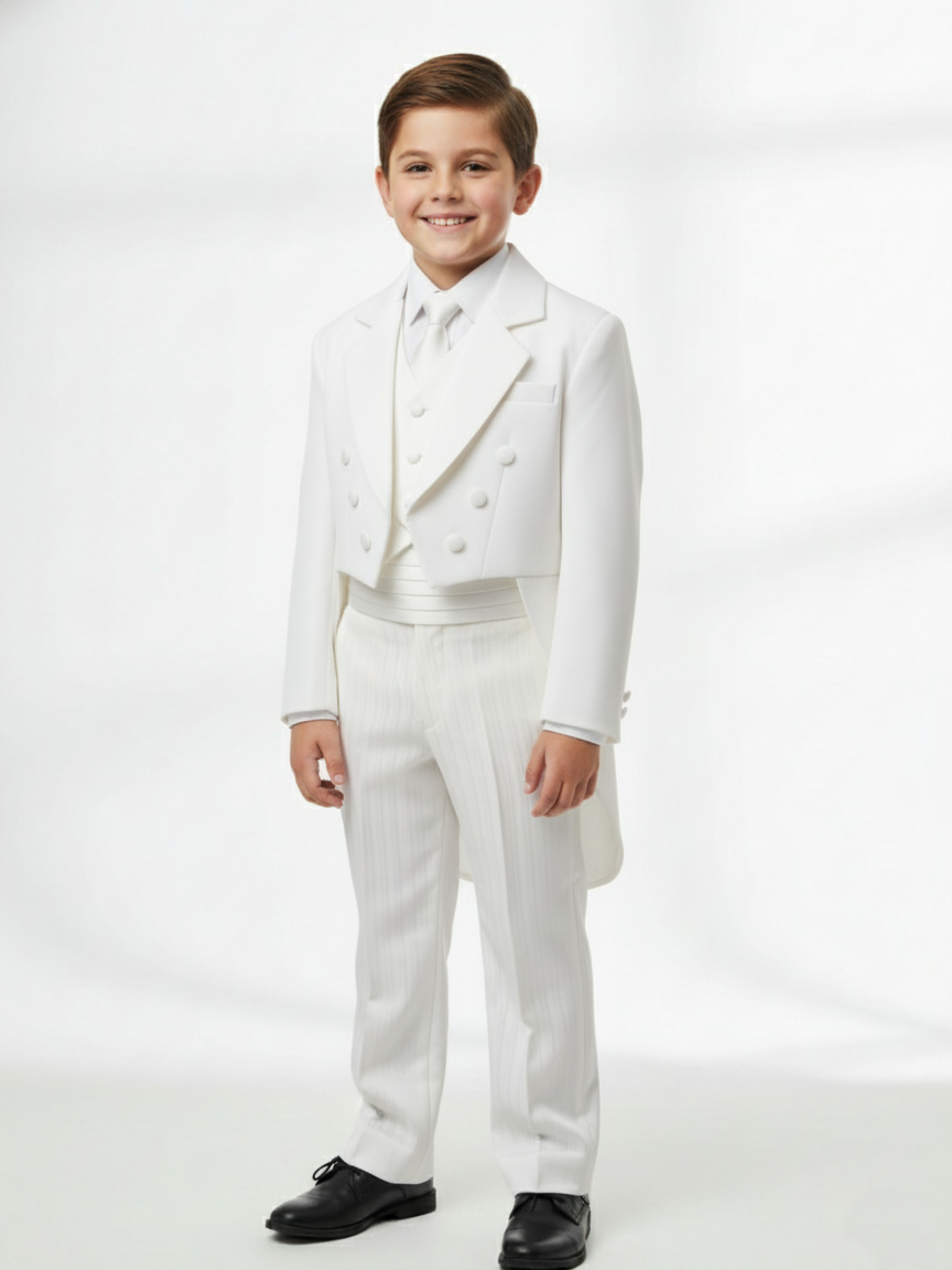 White Formal Tailcoat Suit for Boys